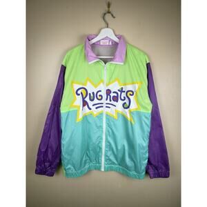 Vintage Nickelodeon Rugrats Windbreaker Jacket Size M Colorblock 90s Retro Style